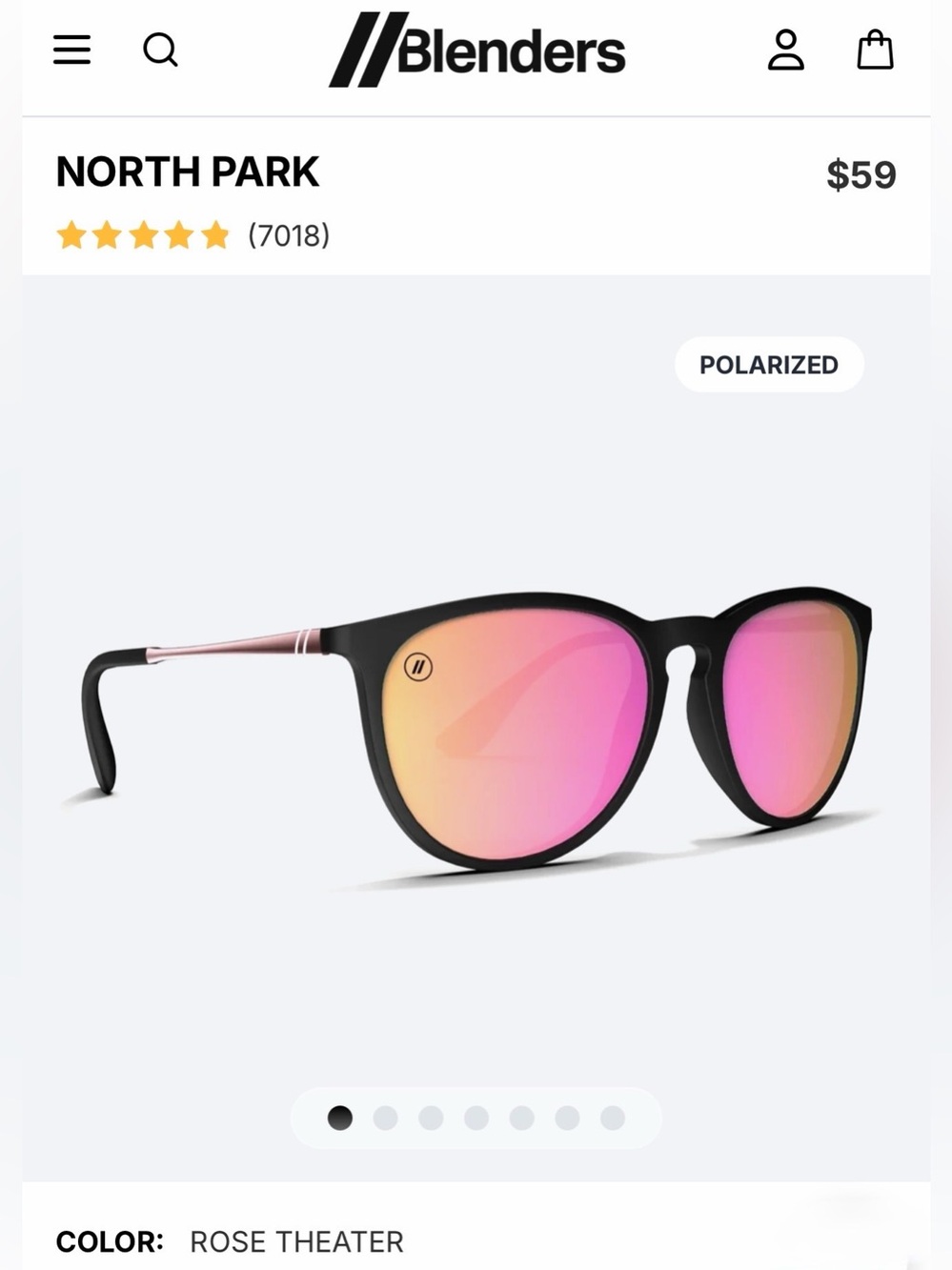 Blenders Eyewear Rose Theater Polarized Sunglasses (Matte Black/Pink Mirror) - Picture 7 of 7